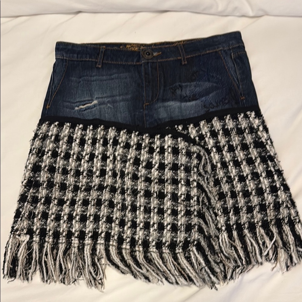 Desigual Blue and Black Asymmetrical Mini Skirt